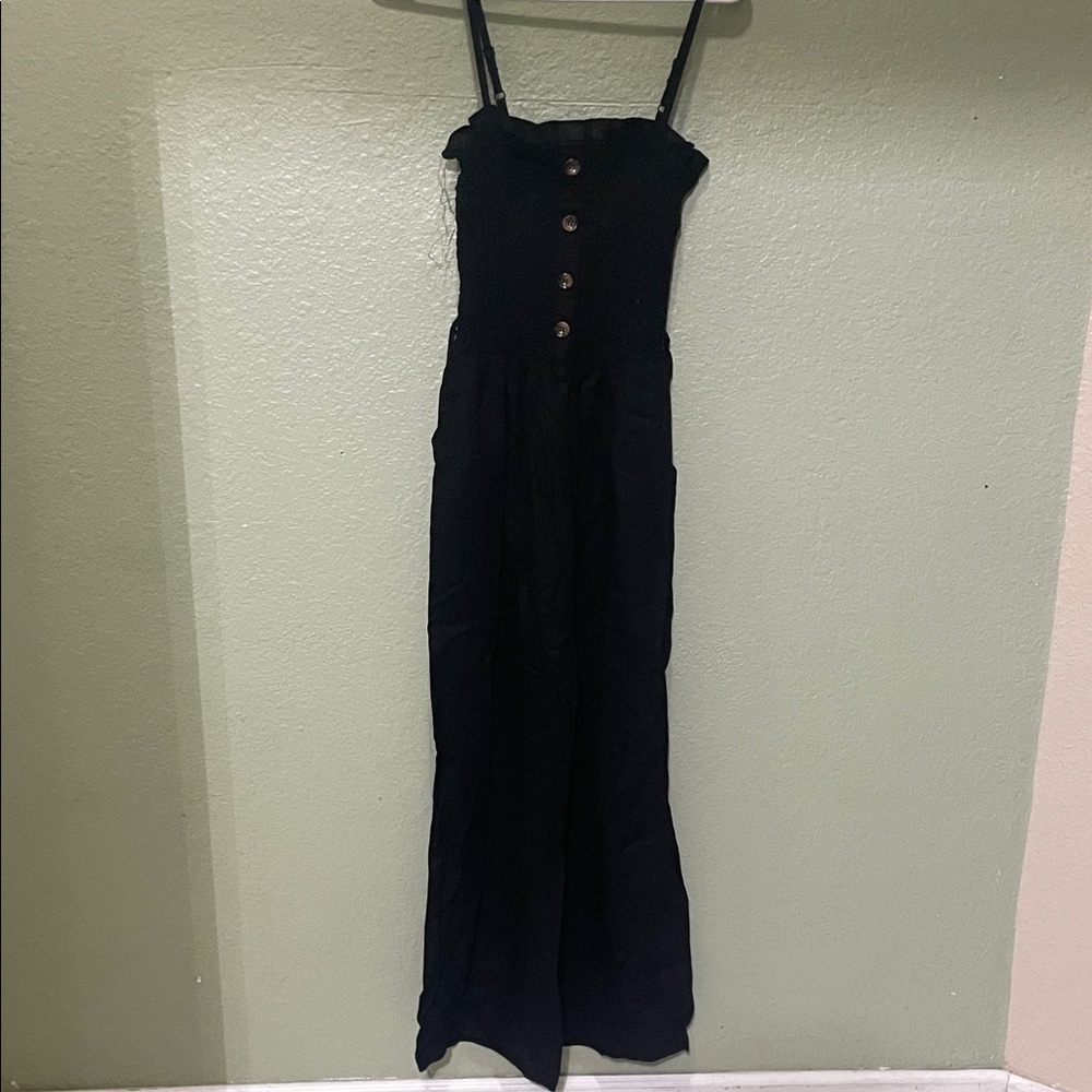 Chocolate Black Jumpsuit with Button Detail